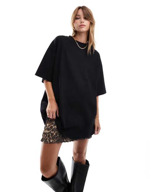 ASOS DESIGN - Oversized T-shirt van zware stof met lange pasvorm in zwart
