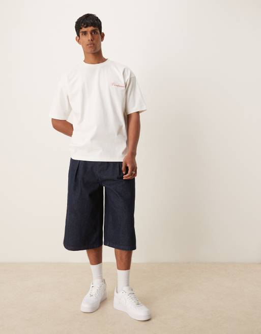 ASOS DESIGN - Oversized T-shirt van zware stof met print op de borst in wit