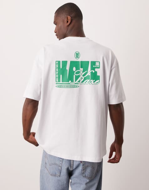 ASOS DESIGN - Oversized T-shirt van zware stof met printdetail in wit - view 1