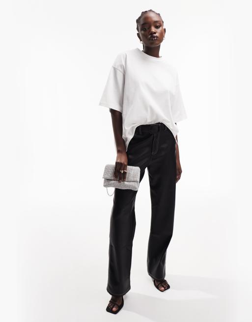 ASOS DESIGN - Oversized t-shirt van zware stof met zijsplitten in wit, 3 van 5