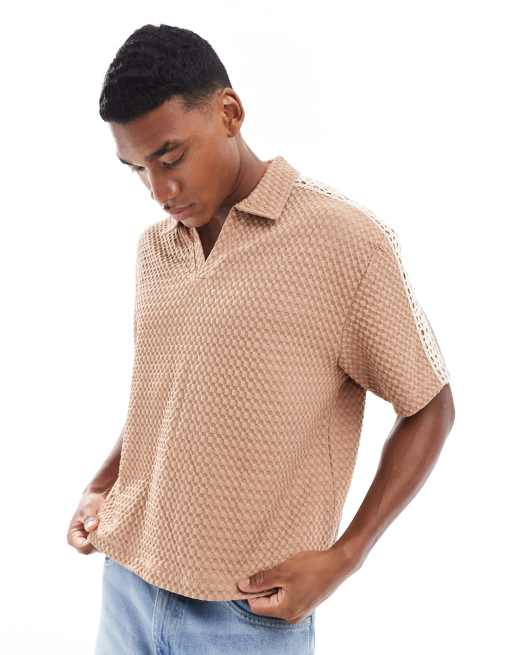 ASOS DESIGN - Oversized T-shirt van zware wafelstof met raglanmouwen in naturel 