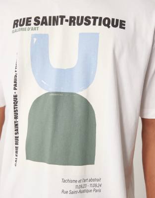 Asos Design Oversized T-shirt With Abstract Art Front Print In White