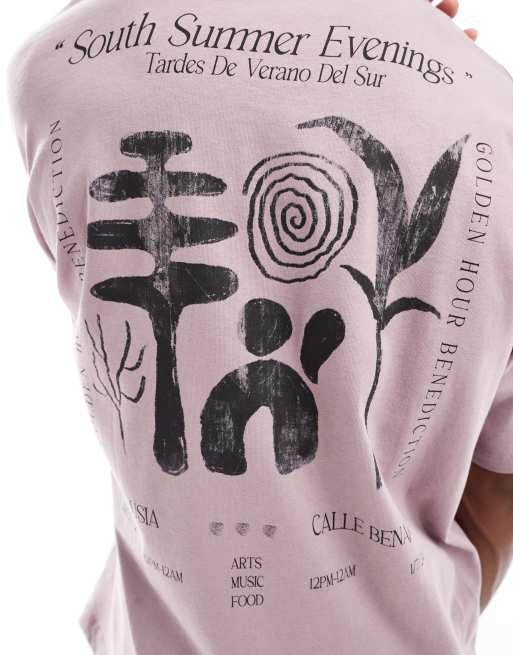 ASOS DESIGN oversized t-shirt with abstract back print in mauve, 3 of 4