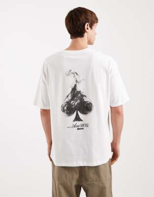Asos Design Oversized T-shirt With Ace Of Spades Back Print In Brown
