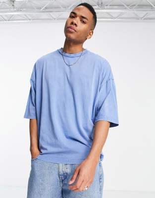 ASOS DESIGN oversized t-shirt with acid wash in blue - MBLUE | ASOS