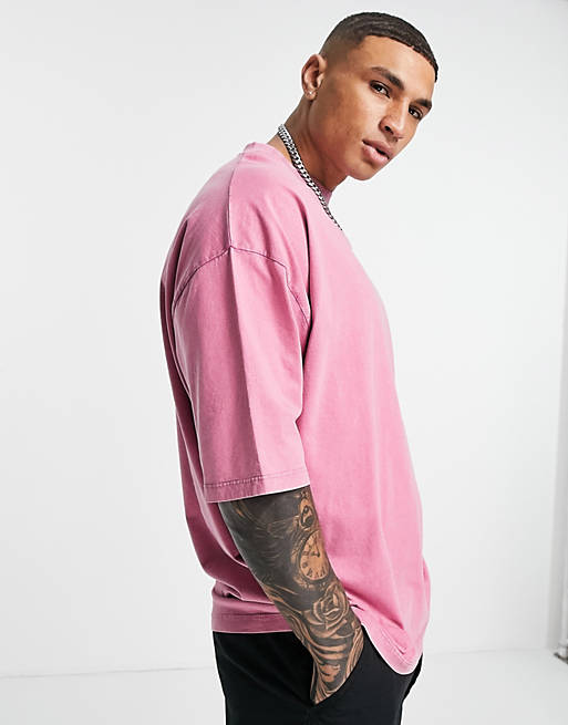 T-Shirts & Vests oversized t-shirt with acid wash in pink organic cotton 