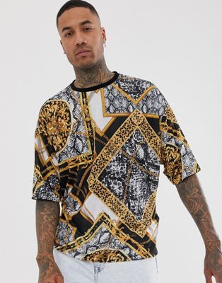 ASOS DESIGN oversized t-shirt with all over baroque print | ASOS