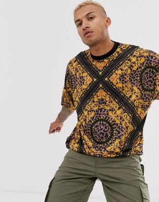ASOS DESIGN oversized t-shirt with all over baroque print | ASOS