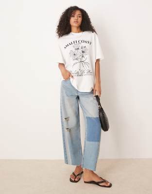 Asos Design Oversized T-shirt With Amalfi Coast Graphic In White