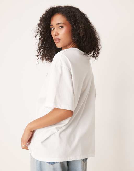 ASOS DESIGN oversized T-shirt with amalfi coast graphic in white