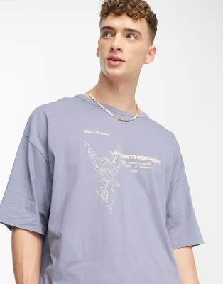ASOS DESIGN oversized t-shirt with angel front print in blue - ASOS Price Checker