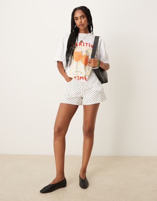 ASOS DESIGN oversized T-shirt with aperitivo drink graphic in white