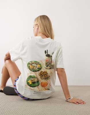 Asos Design Oversized T-shirt With Aperitivo Graphic In White