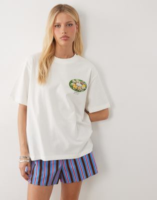 Asos Design Oversized T-shirt With Aperitivo Graphic In White