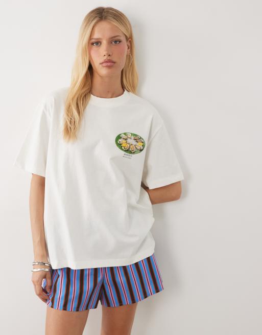ASOS DESIGN oversized t-shirt with Apertivo graphic in cream, 2 of 4