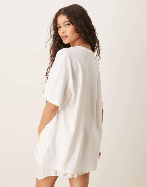 ASOS DESIGN oversized T-shirt with apricot fruit graphic in cream