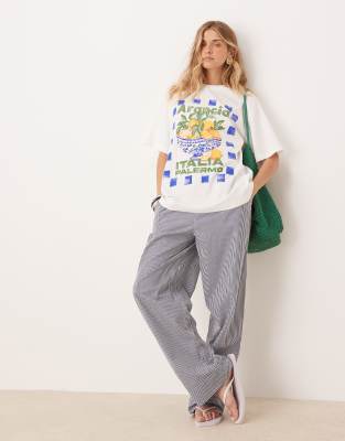 Asos Design Oversized T-shirt With Arancia Orange Fruit Graphic