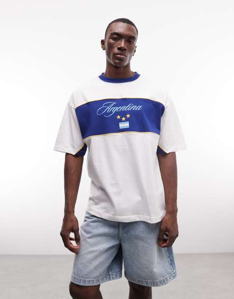 ASOS DESIGN oversized t-shirt with Argentina football graphic in white - view 1