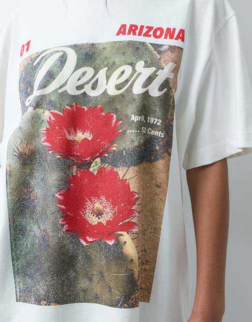 ASOS DESIGN oversized t-shirt with Arizona desert graphic in cream, 3 of 4
