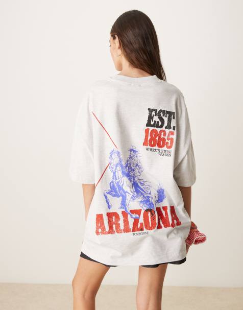 ASOS DESIGN oversized t-shirt with arizona rodeo graphic in heathered ice - view 1