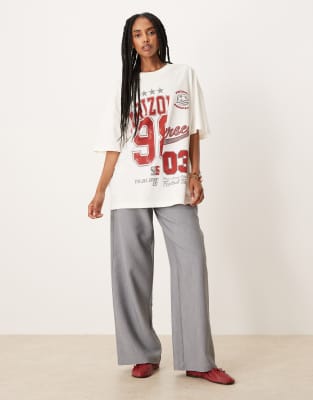 Asos Design Oversized T-shirt With Arizona Varsity Graphic In White