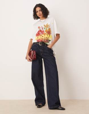 Asos Design Oversized T-shirt With Aroma Floral Graphic In White
