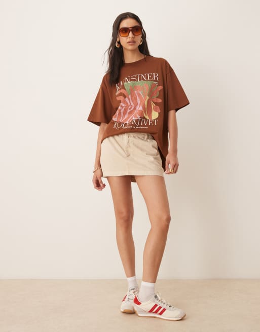 ASOS DESIGN oversized t-shirt with art graphic in chocolate