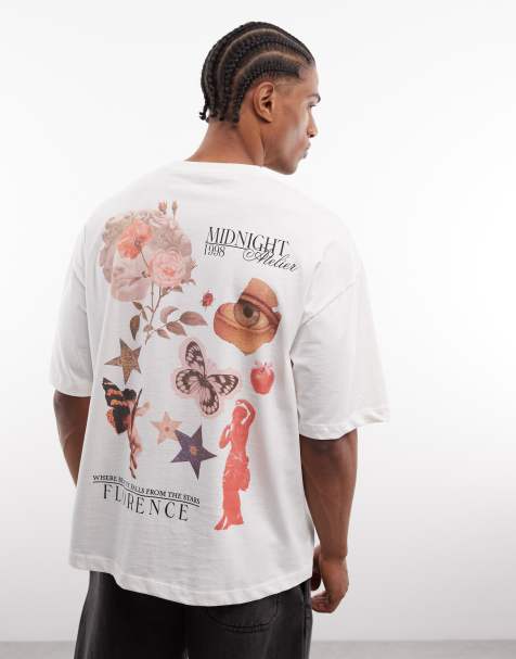 ASOS DESIGN oversized T-shirt with art graphic in cream - view 1
