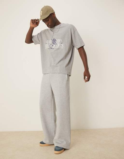 ASOS DESIGN oversized t-shirt with athletic front print in heather gray