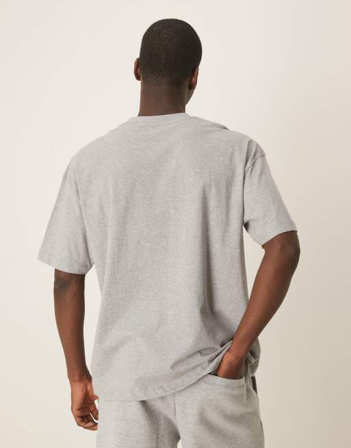 ASOS DESIGN oversized t-shirt with athletic front print in heather gray