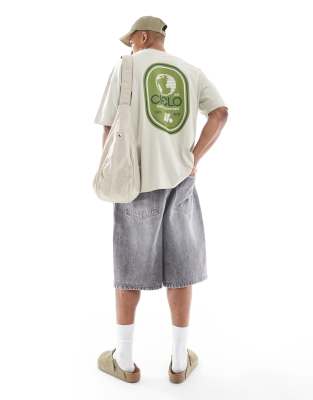 Asos Design Oversized T-shirt With Athletic Graphic In Neutral