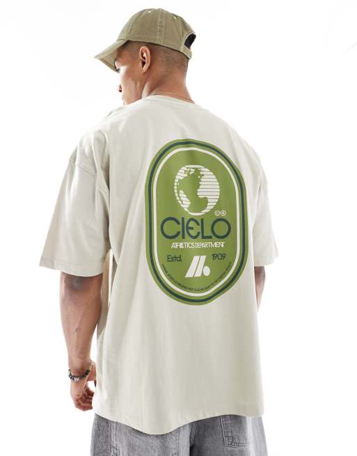 ASOS DESIGN oversized t-shirt with athletic graphic in beige