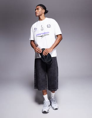 Asos Design Oversized T-shirt With Athletic Graphic In White