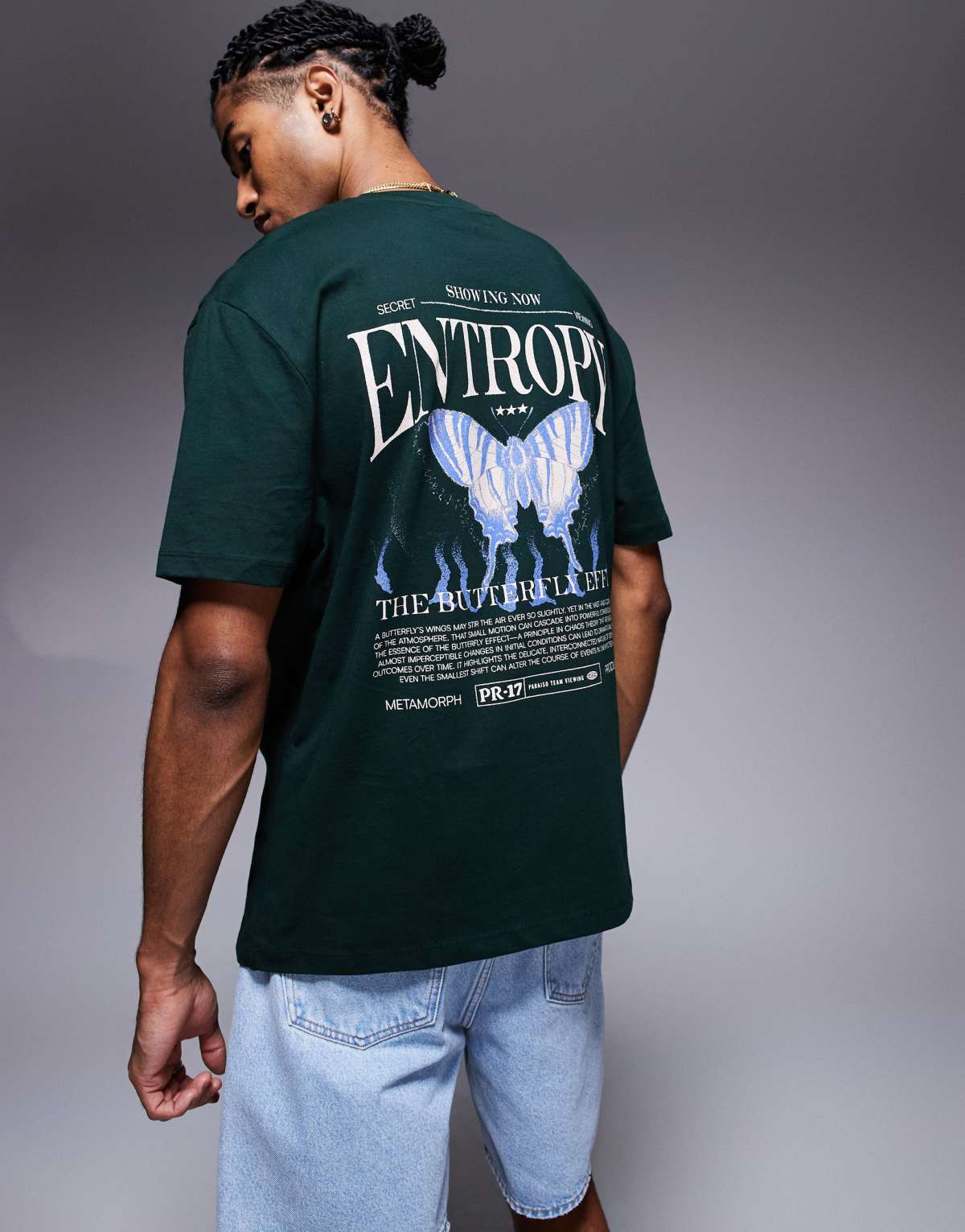 ASOS DESIGN oversized t-shirt with back graphic in dark green