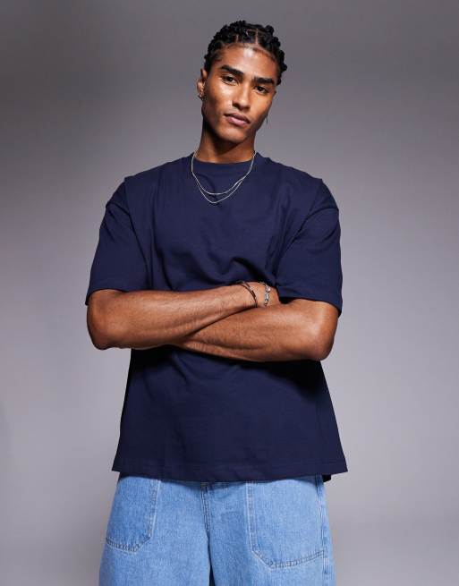 ASOS DESIGN oversized t-shirt with back graphic in navy, 2 of 4
