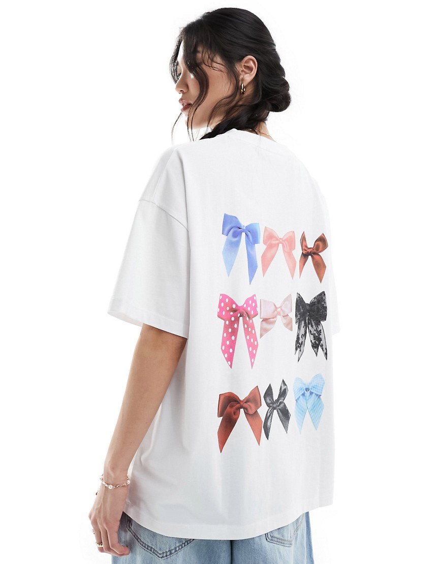 ASOS DESIGN oversized t-shirt with back placement graphic in white