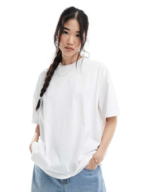 ASOS DESIGN oversized t-shirt with bra graphic print in white