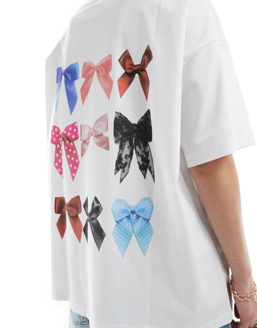 ASOS DESIGN oversized t-shirt with back placement graphic in white, 3 of 4