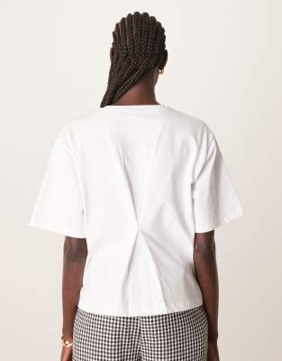 Asos Design Oversized T Shirt With Back Pleat Detail In White