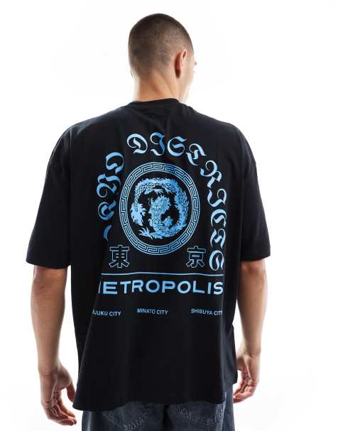 ASOS DESIGN oversized t-shirt with back print in black - view 1