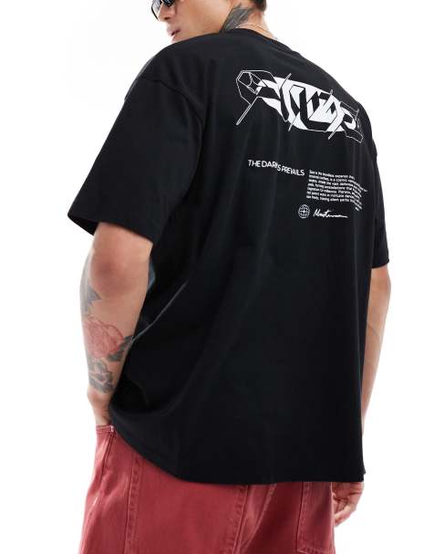 ASOS DESIGN oversized t-shirt with back print in black - view 1