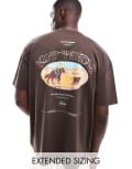 [ASOS DESIGN] ASOS DESIGN oversized t-shirt with back print in brown XS BROWN