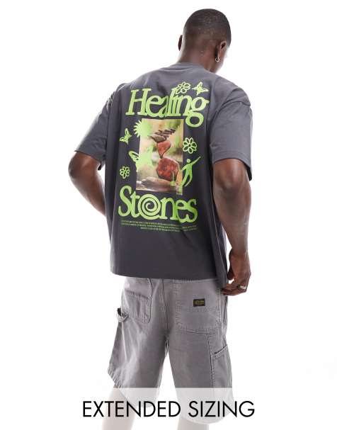 ASOS DESIGN oversized t-shirt with back print in charcoal - view 1