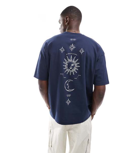 ASOS DESIGN oversized t-shirt with back print in navy - view 1