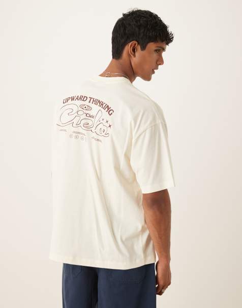 ASOS DESIGN oversized T-shirt with back print in off white - view 1