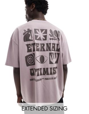 Asos Design Oversized T-shirt With Back Print In Purple