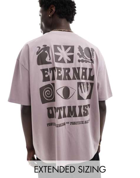 ASOS DESIGN oversized t-shirt with back print in purple - view 1