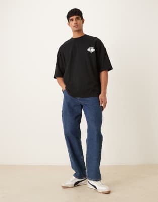 Asos Design Oversized T-shirt With Back Print Text In Black