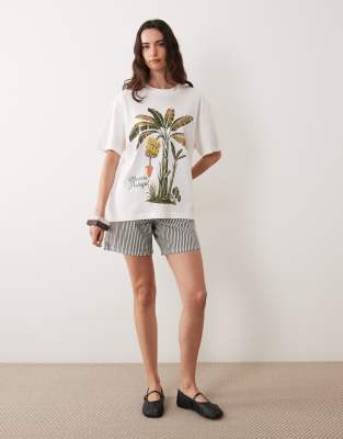 Asos Design Oversized T-shirt With Banana Tree Graphic In Multi