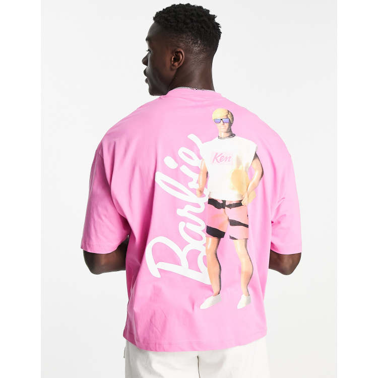 ASOS DESIGN oversized t-shirt with Barbie Ken print in pink